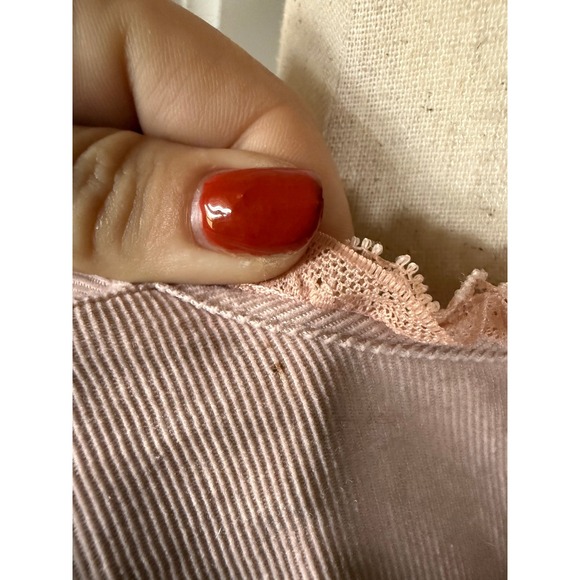 Moda International Pink Lace Corset Style Button Front Cap Sleeve Top Size S - Picture 3 of 4